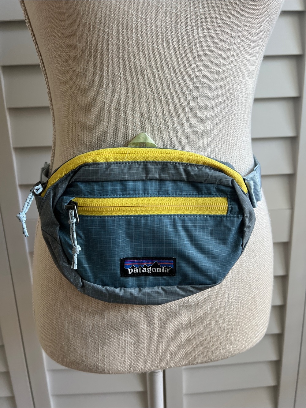 Patagonia Blue Waist Pack with Yellow Zippers